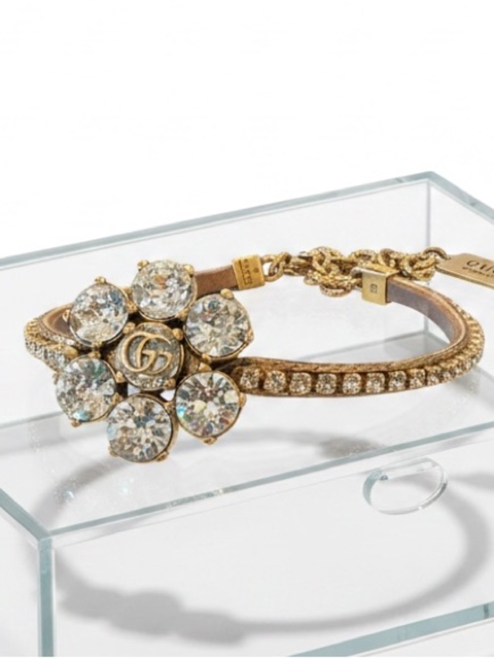 Gucci Gold Crystal  Bracelet with Signature GG